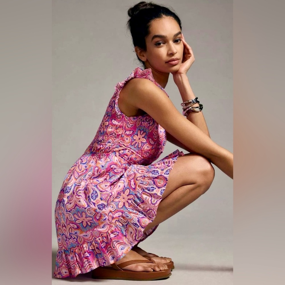 Anthropologie Peregrine Pink and Purple Mini Dress